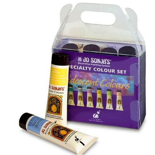 Jo Sonja's Iridescent Colours Set 6 x 60ml Artists Translucent Acrylic Paint Set Art Kit - JS81080