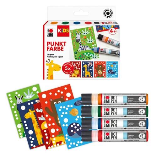 Marabu KiDS Dot Paint Painting Pen Set ANIMALS - MC0311102