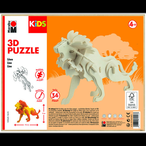Marabu Kids 3D Timber Puzzle Set - Lion