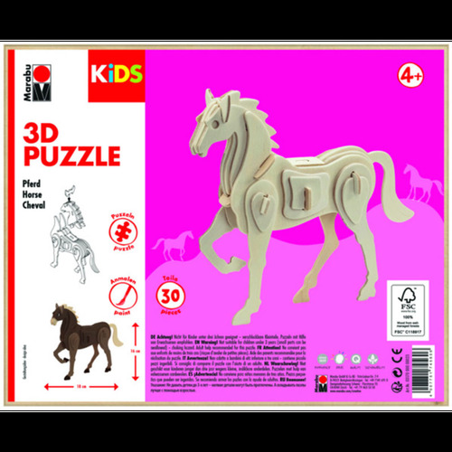 Marabu Kids 3D Timber Puzzle Set - Horse