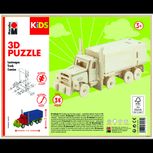 Marabu Kids 3D Timber Puzzle Set - Truck