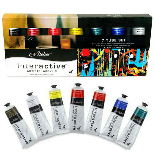 Atelier Interactive Artists Acrylic Paint Set 7x80ml Tubes AT80SET7 - Assorted Colours
