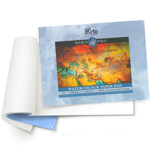 Fabriano Marco Polo A4 Art Paper Pad 300G Cold Press Glued Acid Free 12 Sheet - CR37174
