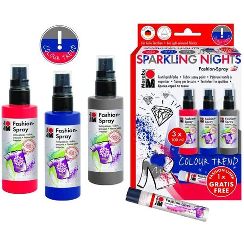 Marabu Fashion Spray Paint Set for Fabric T Shirts Water Based SPARKLING NIGHTS - MC171083 