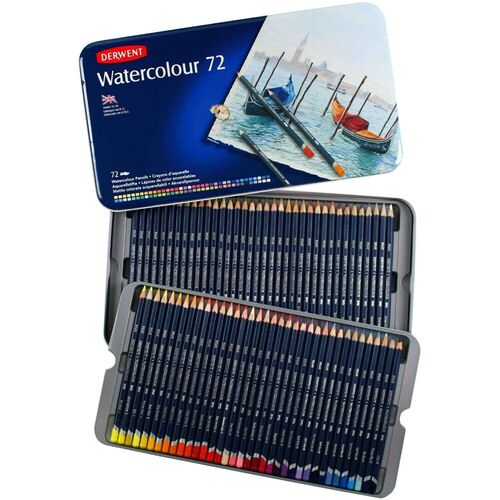 Derwent ACADEMY Watercolour Pencils Set In Tin Assorted Colours R32889 - 72 Pack