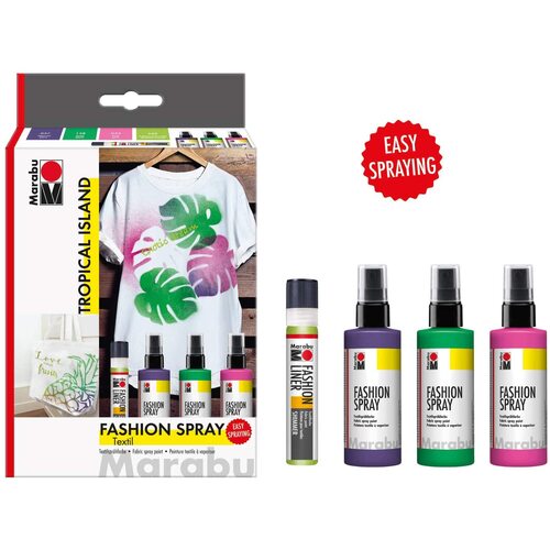 Marabu Fashion Spray Paint Set for Fabric T Shirts Water Based TROPICAL SLAND - MC171085