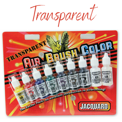 Jacquard Airbrush Colours Paint Fabric Wood Leather 9 Pack - TRANSPARENT