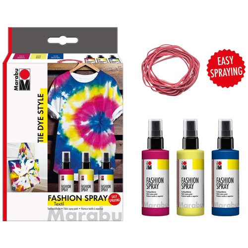 Marabu Fabric Spray Paint, Tie Dye 3 Piece Set Water-Based TIE DYE - MC171094