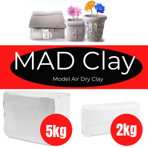 WHITE Air Drying Modelling Clay Model Hardening Dry Kids Art Craft - 2kg or 5kg