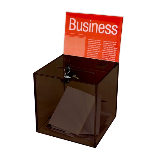 Esselte LARGE Suggestion/Ballot Box with Header Card & Lock - Smoke