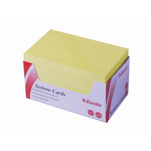 Esselte System Cards Ruled Lines 152X102mm / 6x4 300 Pack - Yellow