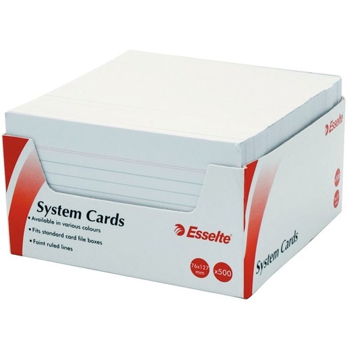 Esselte System Cards Ruled 127x76mm (5 x 3) 500 Pack - White 