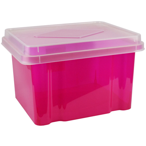 Italplast 32L Storage Box Pink Tint w/ Clear Lid
