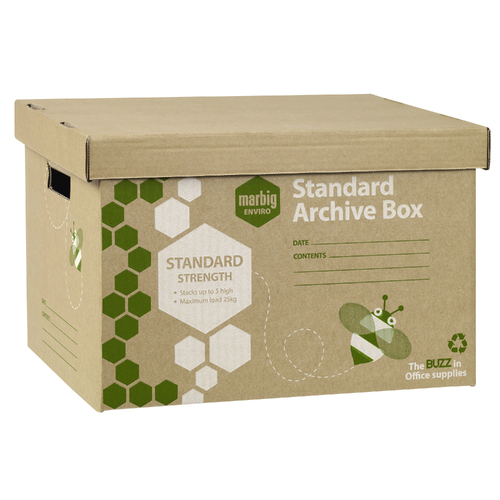Marbig Standard Archive Box With Lid Brown 80020F - 20 Pack