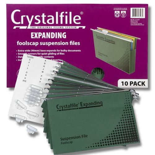 Crystalfile FC Complete Suspension Files Expanding File Foolscap 111310Y - 10 Pack