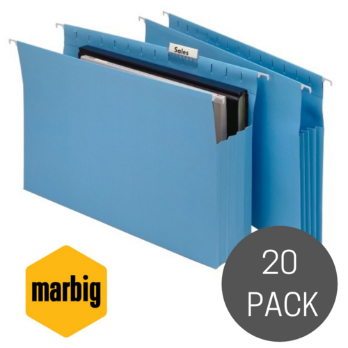 Marbig Suspension File Expanding Gusset 20 Pack 8300001- Blue