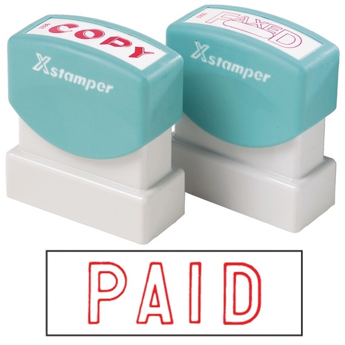 X-Stamper Self Inking Ink Stamp PAID RED Pre-Inked, Re-inkable Up To 100,000 Impressions - 1005
