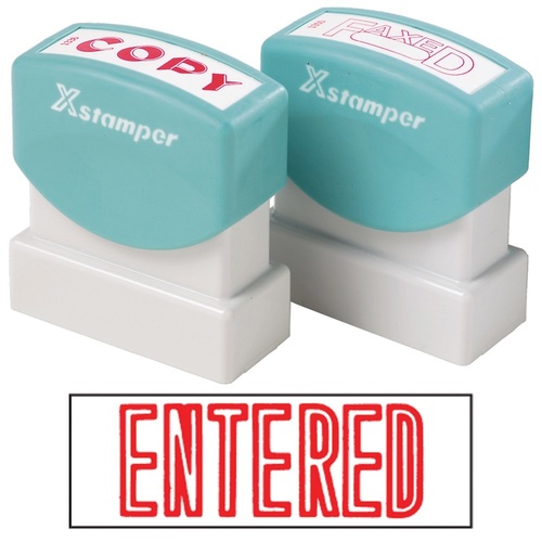 X-Stamper Self Inking Ink Stamp ENTERED RED Pre-Inked, Re-inkable Up To 100,000 Impressions - 1021