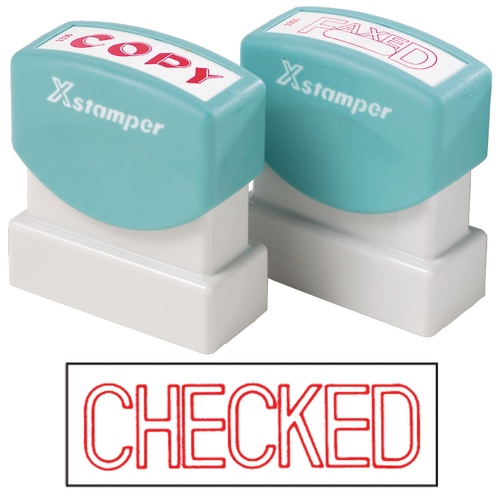 X-Stamper Self Inking Ink Stamp CHECKED RED Pre-Inked, Re-inkable Up To 100,000 Impressions - 1038