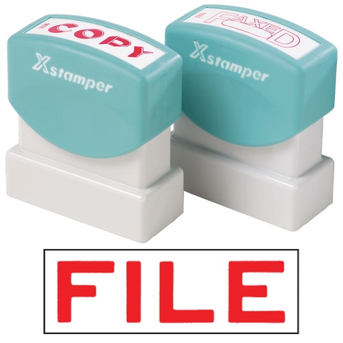 X-Stamper Self Inking Ink Stamp FILE RED Pre-Inked, Re-inkable Up To 100,000 Impressions - 1051