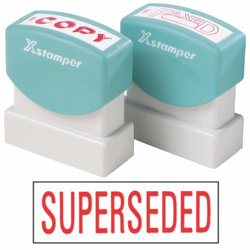 X-Stamper Self Inking Ink Stamp SUPERSEDED RED Pre-Inked, Re-inkable Up To 100,000 Impressions - 1366