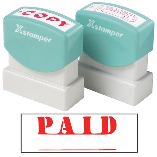 X-Stamper Self Inking Ink Stamp PAID RED Pre-Inked, Re-inkable Up To 100,000 Impressions - 1221