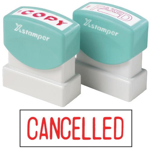 X-Stamper Self Inking Ink Stamp CANCELLED RED Pre-Inked, Re-inkable Up To 100,000 Impressions - 1119