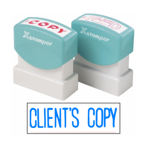 X-Stamper Self Inking Ink Stamp CLIENT COPY BLUE Pre-Inked, Re-inkable Up To 100,000 Impressions - 1138