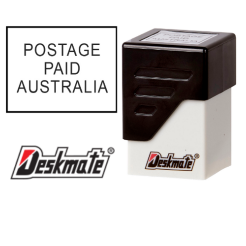 Deskmate POSTAGE PAID AUSTRALIA Stamp Pre Inked Ready Refillable - Black