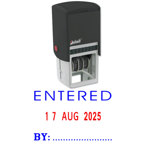 Deskmate Stamp Self Inking ENTERED/DATE Pre-Inked, Re-inkable Up To 100,000 Impressions