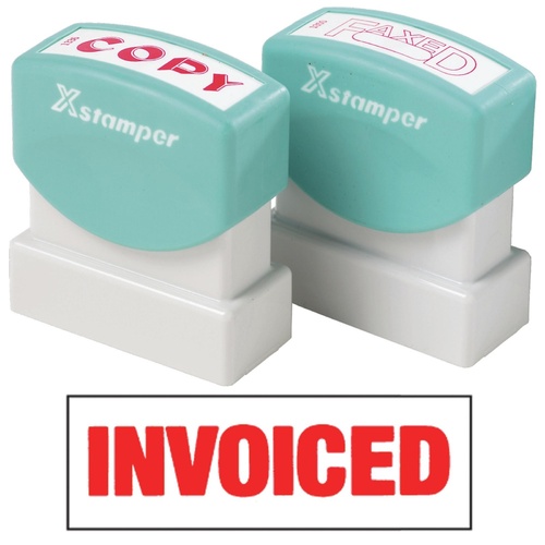 X-Stamper Self Inking Ink Stamp INVOICED RED Pre-Inked, Re-inkable Up To 100,000 Impressions - 1532 