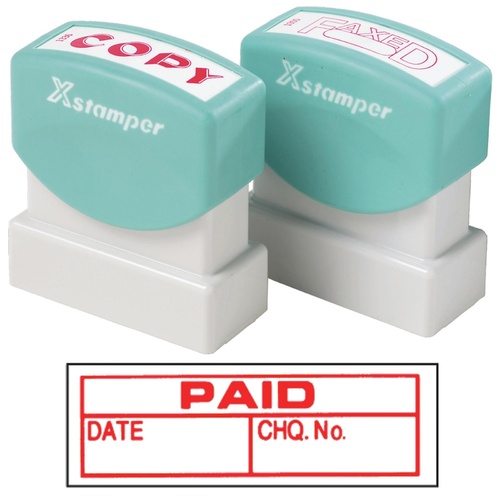 X-Stamper Self Inking Ink Stamp PAID/DATE/CHQ Pre-Inked, Re-inkable Up To 100,000 Impressions - 1533