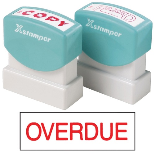 X-Stamper Self Inking Ink Stamp OVERDUE RED Pre-Inked, Re-inkable Up To 100,000 Impressions - 1171