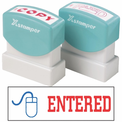 X-Stamper Self Inking Ink Stamp ICON ENTERED Pre-Inked, Re-inkable Up To 100,000 Impressions - 2027