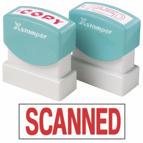 X-Stamper Self Inking Ink Stamp SCANNED RED Pre-Inked, Re-inkable Up To 100,000 Impressions - 1196