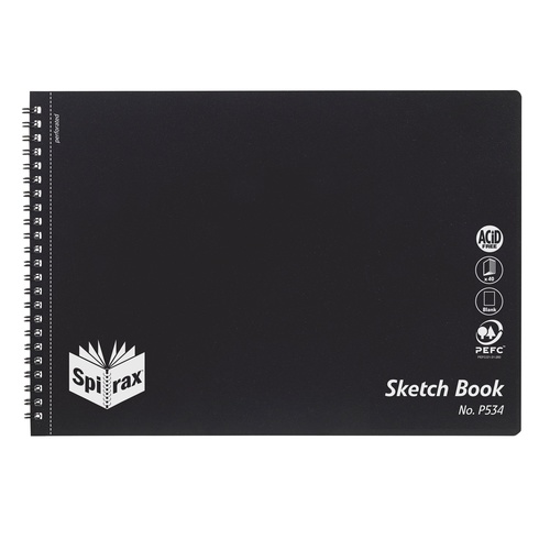 Spirax Sketch Book P534 PP A4 Side Opening -  40 Pages  - 10 Pack