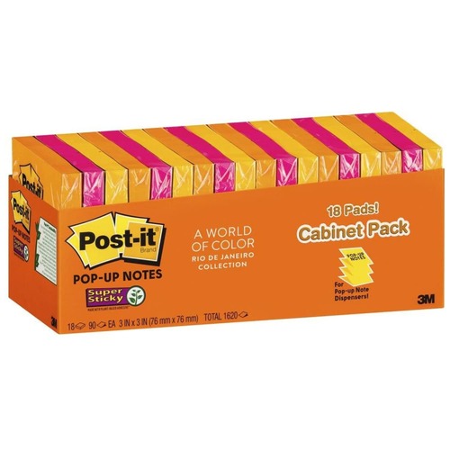 Post-it Super Sticky Notes Cabinet Pack Rio De Janeiro 76x76mm R330-6SST - 18 Pack