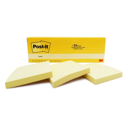 Post-It Note 654-24CY 76x76mm Yellow Cabinet Pack - Box of 24