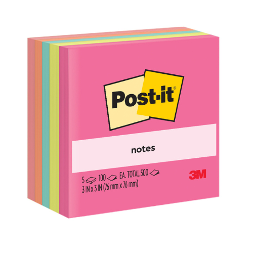 Post-it Super Notes 76x76mm Poptimistic 654-5AN Assorted Colours 89343 - 5 Pack