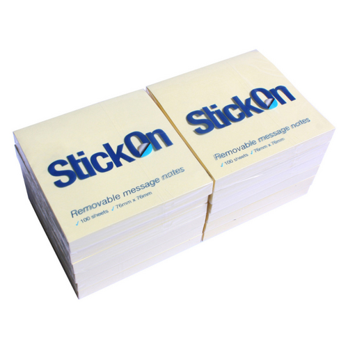 Bantex Stick On Notes 76x76mm Premium Message Pad 12 Pads - Yellow