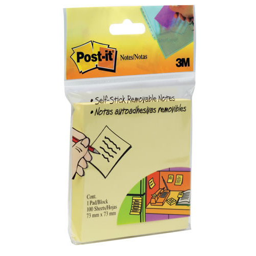 Post-It Notes 654HB 73x73mm Yellow -100 Pack
