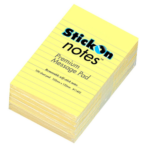 Beautone Stick On Notes Ruled 102x152mm - 11402 - 6 Pads - Yellow