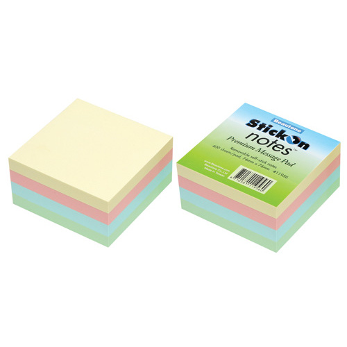 Beautone Stick On Notes Cube 76x76mm - Pastel Assorted Colours