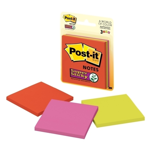 Post-it Super Sticky Notes 76x76mm - 3321-SSAN - 3 Pads - Assorted Neon