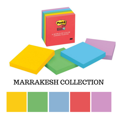 Post-It Super Sticky Notes 76x76mm Marrakesh 654-5SSAN Assorted Colours - 5 Pack