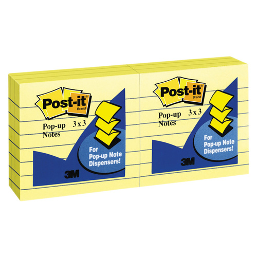 Post-It Notes Pop Up Refill R335-YL 76x76mm Lined Yellow - 6 Pack