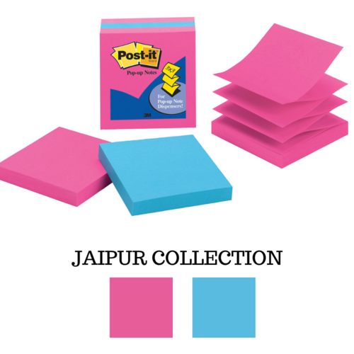 Post-it Pop-up Sticky Notes Jaipur Collection 3301-3AU-FF Assorted Colours- 3 Pack