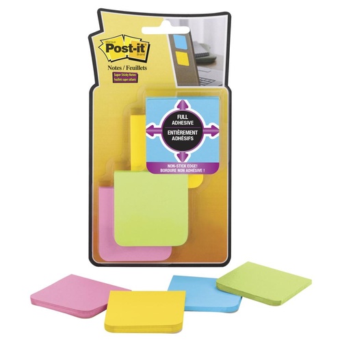 Post It Super Sticky Full Adhesive Note F220-8SSAU - Assorted Colours