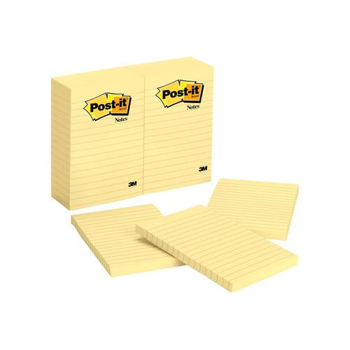 3M Post-It Original Lined 98.4x149mm Yellow - 12 Pack 