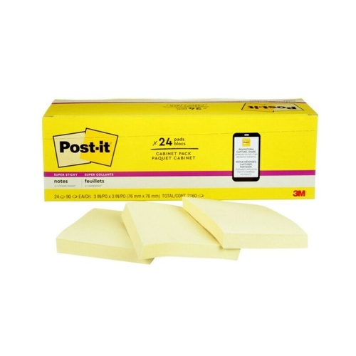Post-It Note 654-24SSCP 76x76mm Yellow Cabinet Pack - Box of 24